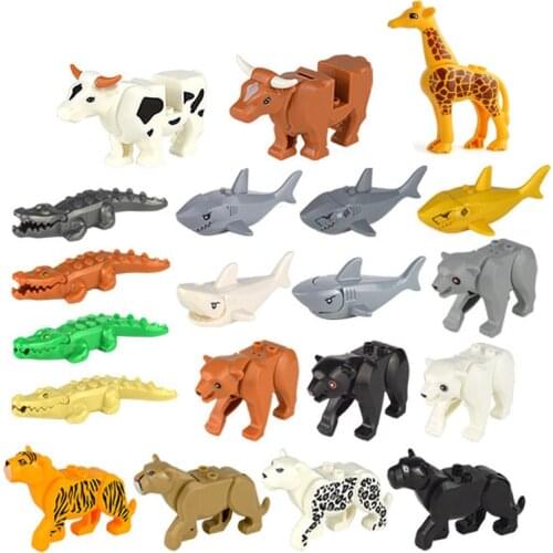 Hot Sale Animal Building Blocks Model Crocodile Leopard Educational Games Figure Brick Toys for Children Kids Gifts