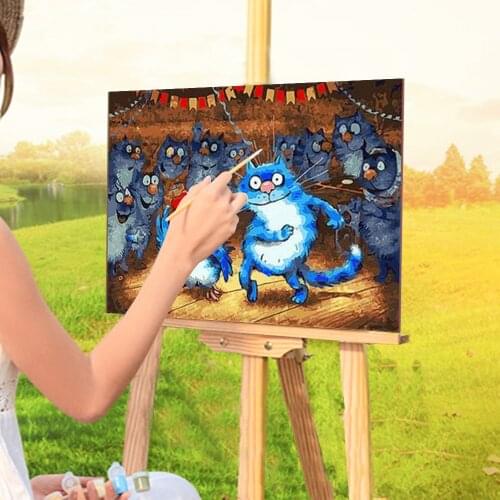 Cartoon Blue White Cat DIY Paint By Numbers Set Oil Paints 50*70 Paiting By Numbers New Design Crafts For Adults Handicraft