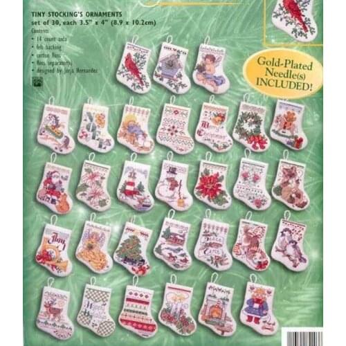 14/16/18/27/28 Counted Cross Stitch Kit Tiny Stocking Ornament Christmas Ornaments, 30 pcs stockings bucilla 84293