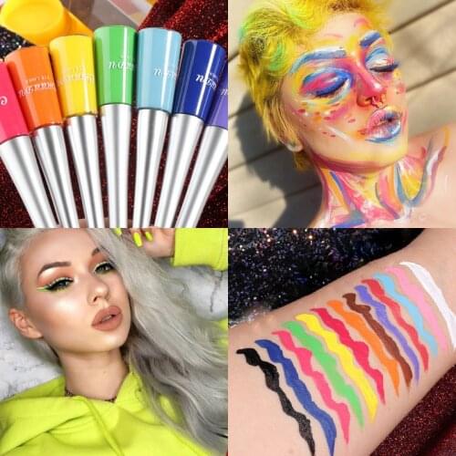 6 Colors Neon Liquid Eyeliner Pencil Waterproof Colorful Blue Red Pink White Eye Liner Pen Women Makeup Eyes Cosmetics