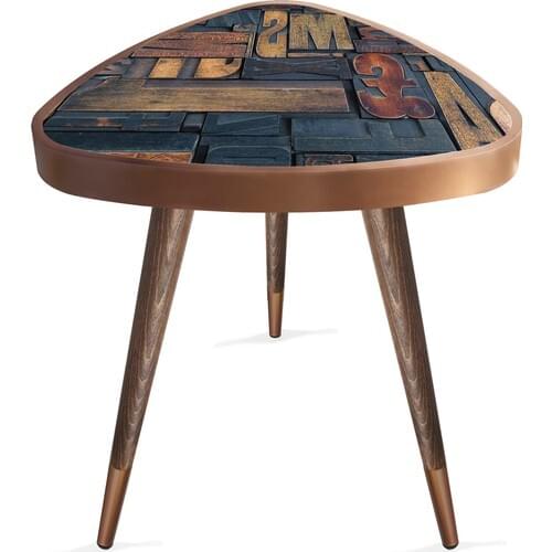 New Modern 2021 Natural Decorative Coffee Tables Wooden Letter Design Modern Wooden Triangle 45Ø