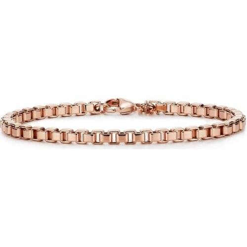 Runda High Quality Link Chain Bracelet 18 K Rose Gold Stainless Steel for Men Women Classic Jewelry