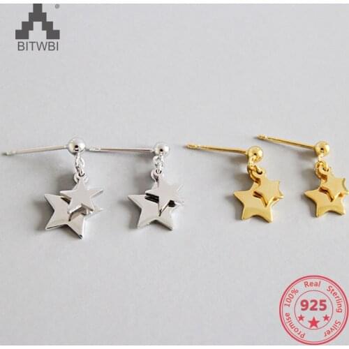 S925 sterling silvery Fashion Five-pointed Star Drop Earrings 2018 New Listing Dangle Earrings For Women Jewelry