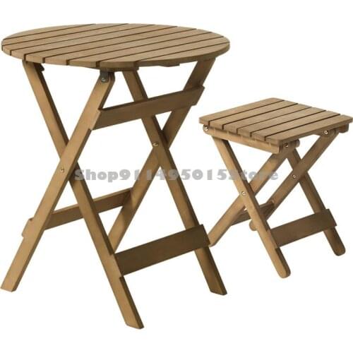 Solid Wood Folding Table Simple Portable Balcony Small Outdoor Dining Table And Chair Household Square Stall