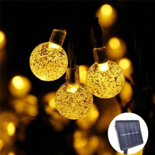 New 50 LEDS 10M Crystal ball Solar Lamp Power LED String Fairy Lights Solar Garlands Garden Christmas Decor For Outdoor