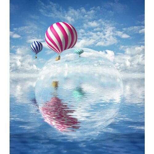 TR Professional Photo Backdrop Cloud and Blue Sky Hot Air Balloons Sea Special Shoot for Kids Special Wedding Photo Booth Props
