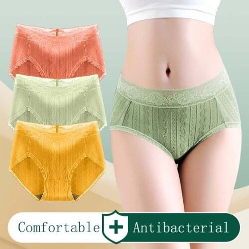 Womens Briefs free shipping absorbent menstrual Seamless Abdomen High waist Cotton Panties Breathable Underwear set Buttocks