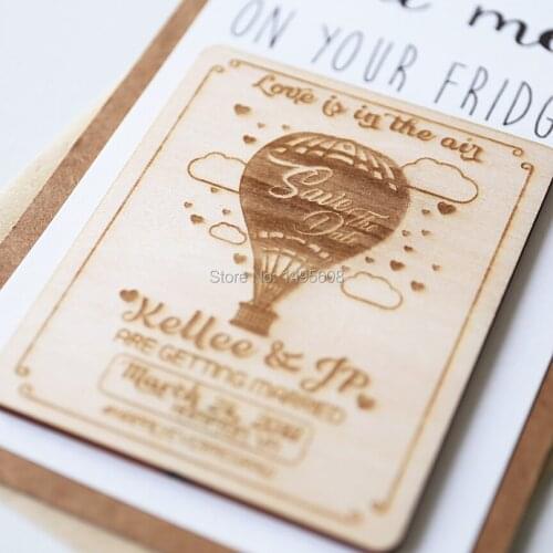 Hot air balloon save the date / wood save the date / wooden wedding favor