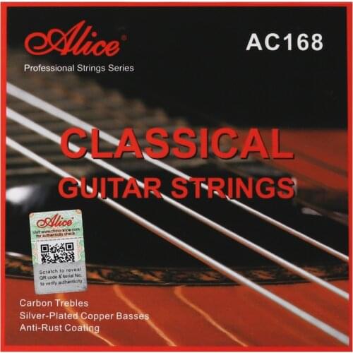 Alice AC168 High-End Classical Guitar Strings Set Silver-Plated Copper, Carbon, Nylon Core, Anti-Rust Coating