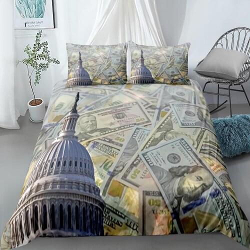 Funny Design Money Dollar Bedding Set Single Twin Full Queen King Size Money Bed Set Childrens Kid Bedroom Duvetcover Sets 001