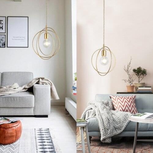 Iron Pendant Lights Golden E27 Hanging Lamp Bedroom Living Room Decoration Pendant Lamps Indoor Lighting Kitchen fixtures WJ10