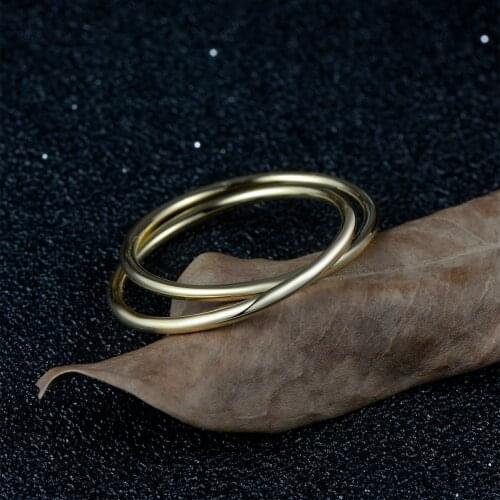 GW Real 925 Sterling Silver 18k Gold Ring Handmade Fine Jewelry Simple and Stylish Rings 2 in One For Women
