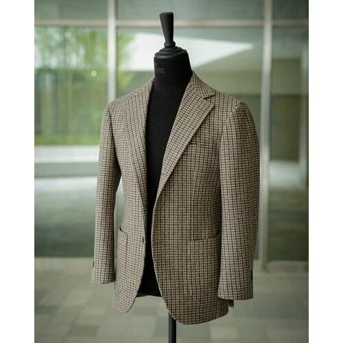 Winter Woolen Plaid Suit Top For Men Smart Cacual One Button 2021 Fashion Wedding Party Notched Long Sleeve Jacket