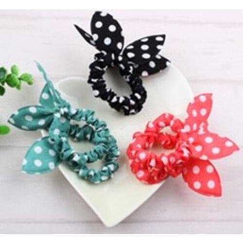 1PCSKorean version of the new rabbit ears hair ring bow head simple affordable hair accessories wholesale (color randomly)
