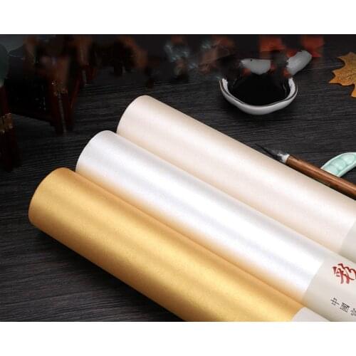 10m 20m Long Roll Ripe Rice Paper Chinese Rice Paper Gold Foil Xuan Paper for Painting Calligraphy Papel De Arroz Para Decoupage