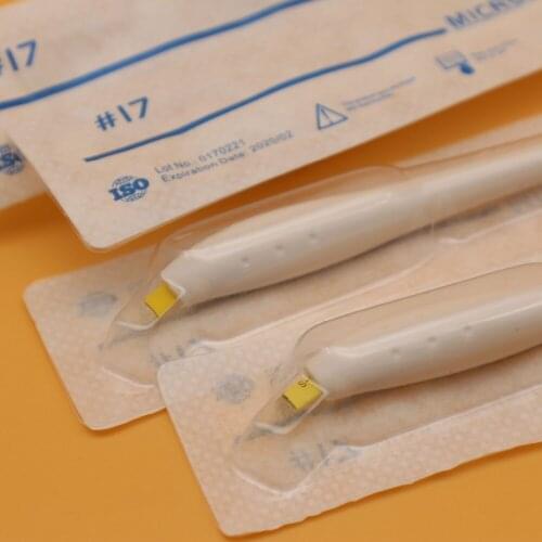 10Pcs Disposable Eyebrow Microblading Pen With 17 Needle Blade Manual Tattoo Pen Shading Needle Handtool in Expiry date/Lot NO