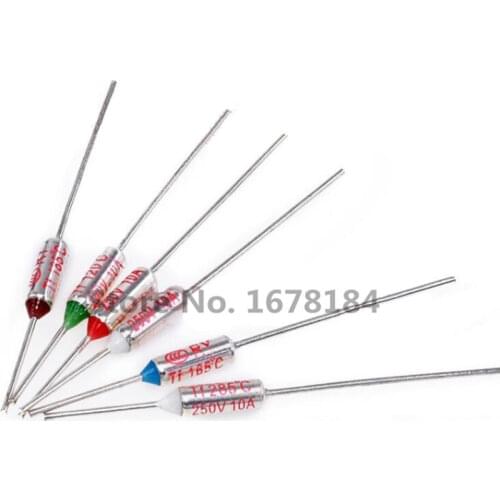 100pcs Thermal Fuse RY Tf 60~285 10A250V Aluminum Thermal Protector Thermal Fuse (write the degrees that you want