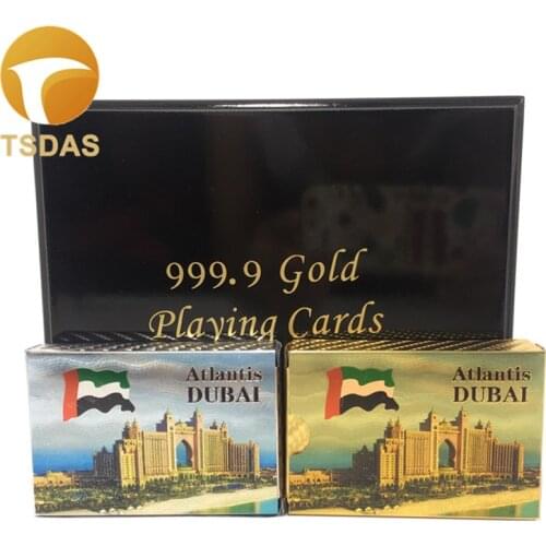 2 Deck 54 Cards Included 2 Joker Silver Poker Cards & 24k Gold Foil Playing Cards With Certificate In Black Wooden Box