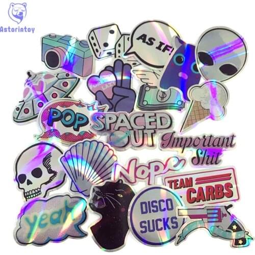 20pcs UFO style skull camera bling bling stickers skateboard decal Notebook trolley case backpack Table PVC car DIY Cool sticker