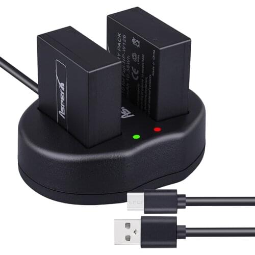 2Pcs 1400mAh NP-W126 NP W126 Batteries + Dual Charger for Fujifilm Fuji X-Pro1 XPro1 X-T1 XT1 X-T2 X-T10 HS30EXR HS33EXR X PRO1