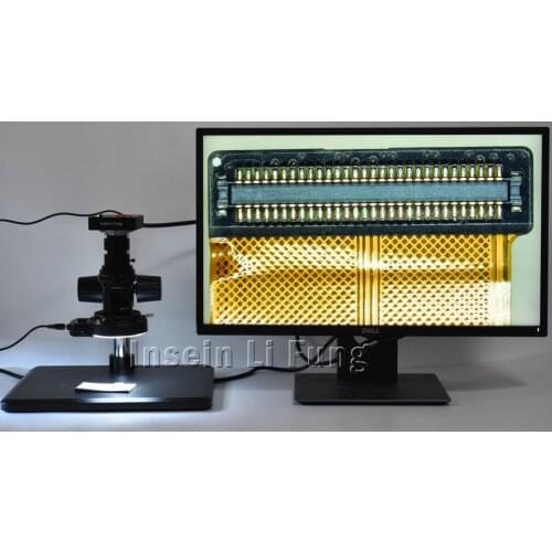 38MP 1080P 2K 60FPS HDMI USB Video Microscope Camera+200X Zoom C-Mount Lens Working Distance 100mm-150mm+LED Light+Workbench
