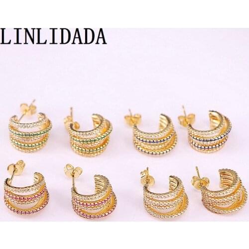 5Pairs CZ Jewelry Stud Earrings Multicolor Cubic Zirconia Trendy Women Earrings Femme Gift