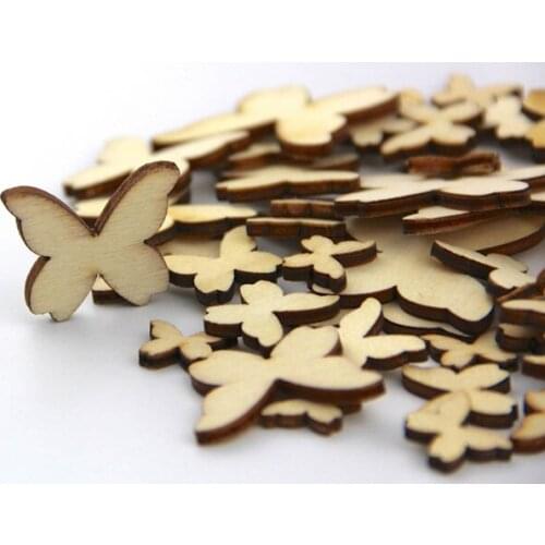 50pc wooden mixed size Butterfly card making scrapbook Christmas cracker DIY embellishment kids children handcrafts supplies