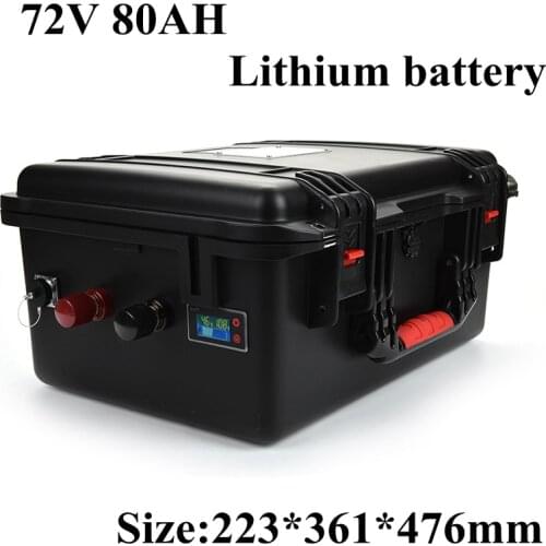 72V 80Ah Lithium Battery with BMS and Capacity Display for Solar Energy Storage Caravan Autocaravans Sightseeing Car + 5A Charge