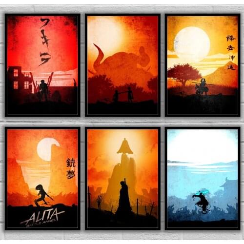 Akira Asta Yuno Avatar Angel Alita Berserk Exorcist Rin Merlin Cowboy Eren Goku Metal Alchemist Japan Art Poster Canvas Painting