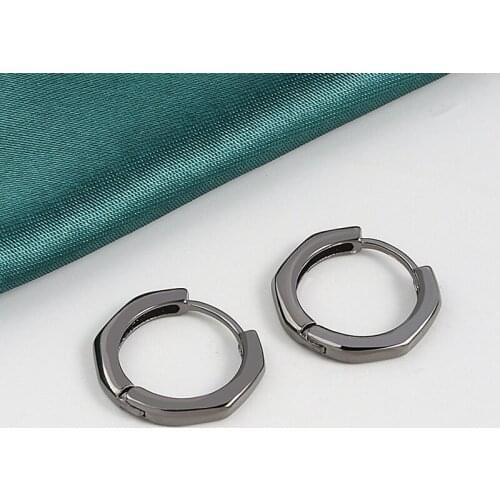 Binmonray 925 Sterling Silver Simple Fashion Glossy Circle Ear Buckle Female Rock Punk Versatile Wild Men Woman Ear Jewelry Gift