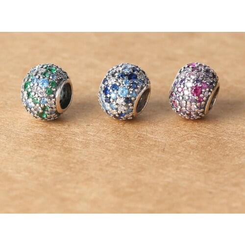 S925 Sterling Silver Fashion Jewelry Accessories Womens Bracelet Pan Duo DIY Small Flower Big Hole Color Loose Beads