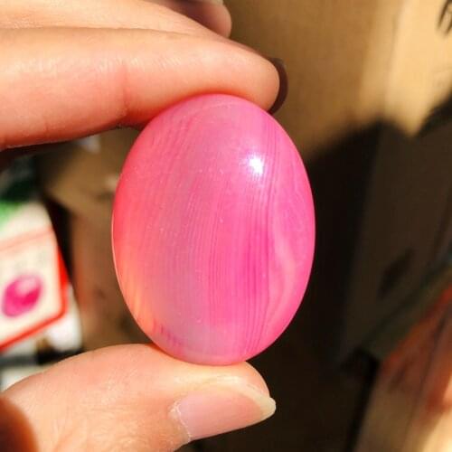 Wholesale 1pcs Rose Pink Agates Banded Bead Cabochon 30x40mm Oval Gem stone Cabochon Ring Face For Jewelry Making