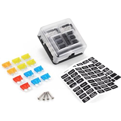 1 Set 12V 24V Car Blade Fuse Block Case With LED Indicator Light 6 Way Blade Fuse Holder Box for Auto Truck RV Marine Bus