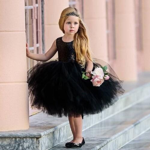 Baby Dresses 1st Birthday Outfits Tutu Dress Elegant Princess Dress Sequin Backless Baby Girls Pink Red Black Evening Dresses