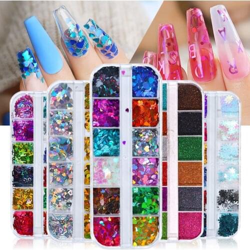 Letter Design Heart-shaped Ultra-thin Beauty Woman Nail Care Polish Sequin for Party Nail Art Tips Sequins Decal Nail Art Nail