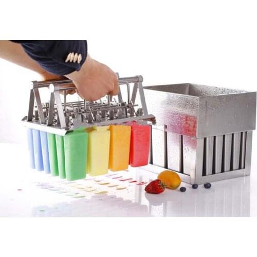 Home DIY Ice Cream Mould ice mold silicone kichen accessories 20 Molds Frozen Stainless Steel Popsicle Molds Stick Holder