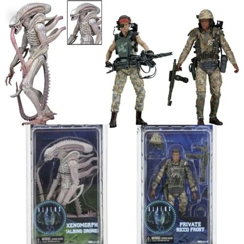 NECA Alien Series Predator 9 Xenomorph Albino Drone Private Ricco Frost Jenette Vasquez Action Figure PVC Collectible Model Toy