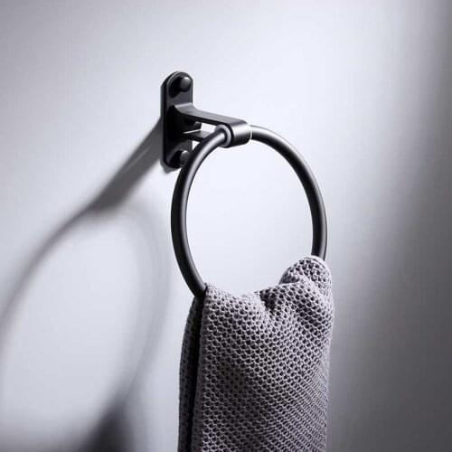 Towel Ring Black Towel Holder Round Wall Mount Shower Towel Holder Bathroom Hardware Bath Accessories Bathing Decoration