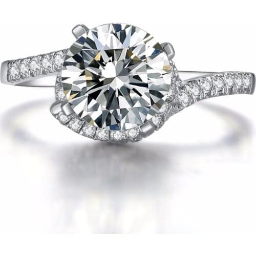 AU585 Solid 14K White Gold Ring 2Ct D VVS1 Moissanite Diamond Ring Tested Positive Engagement White Gold Female Ring