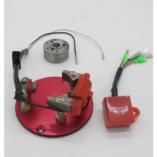Ignition Rotor Magneto Coil Stator Kit for ATV Pit Dirt Bike 50cc-150cc Horizontal Engine, Red