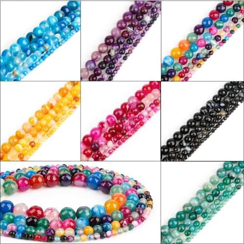 Pick Size 4 6 8 10mm Banded Stripe Agates Faceted Natural Stone Round Beads for DIY Necklace Bracelet Earring Jewelry Making