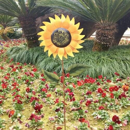 Metal Sunflower 1 Pair Metal Flower Stick Sunflower Decoration for Patio Lawn Yard Garden Stake