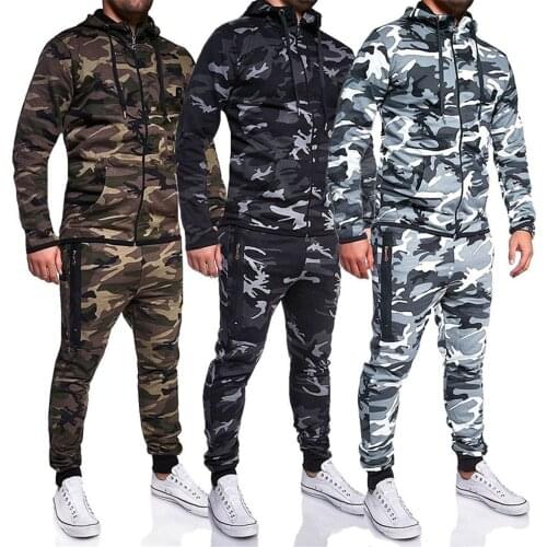 Mens Sets Military Uniform Camouflage Autumn Running Casual Jogger Tracksuit Men Sweatshirt Sports Set Gym Slim Fit Sport Suit