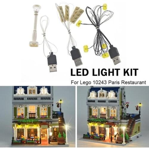Led Light Kit For LEGO 10243 Paris Restaurant DIY Luminous Assembled Building Blocks LED Light Kit Building Blocks Accessories