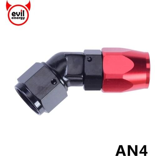 Evil energy AN4 Enforced Hose End 45 Degree Hose Fittings Aluminum Fittings Oil Fuel Line Adapter Oil Cooler Hose End Red Black