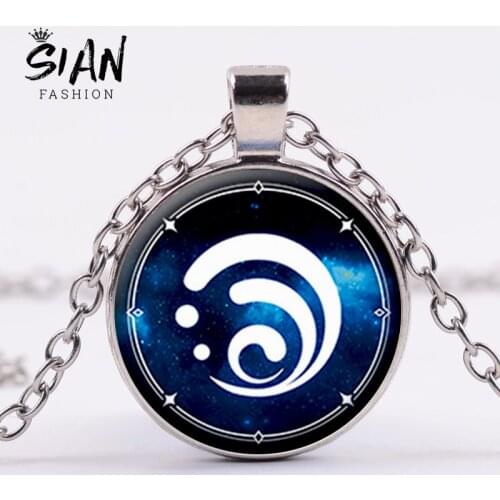 New Anime Genshin Impact Pendant Necklace Eye of God Water Wind Thunder Fire Rock Ice Element for Women Accessories Jewelry Gift