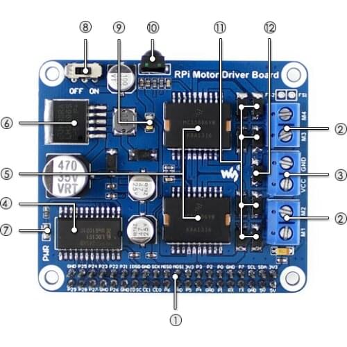 Waveshare Raspberry Pi Motor Driver Board RPi Expansion Board DC Motor Stepper Motor Driver Supports Raspberry Pi A+/B+/2B/3B