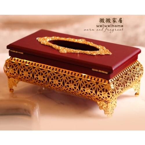 Ktv imitation wood gold plated tissue box tissue box tissue box