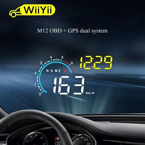 M12 NEW GPS HUD car OBD2 head up display GPS With Lens Hood HUD Windshield Projector Electronic Voltage Alarm System 2020