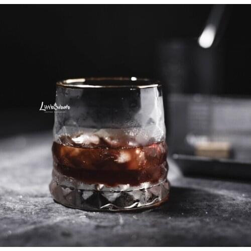 Rhombic relief glass Italian coffee latte cup ice drop cold extract drinking transparent cup espresso